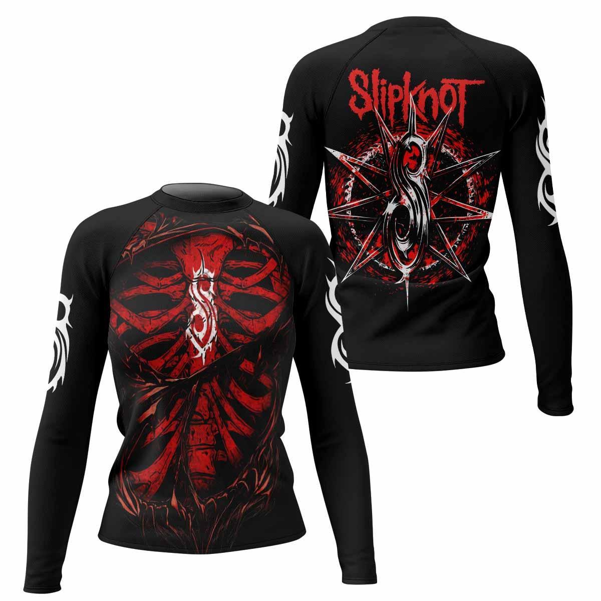 Slipknot Crimson Ribcage Women's Rash Guard Long Sleeve - front and back view