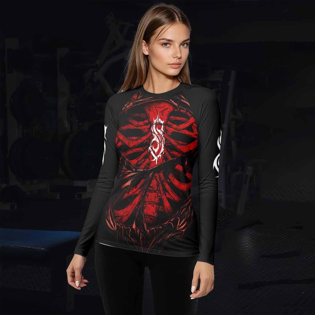 Slipknot Crimson Ribcage Women's Rash Guard Long Sleeve - lifestyle view