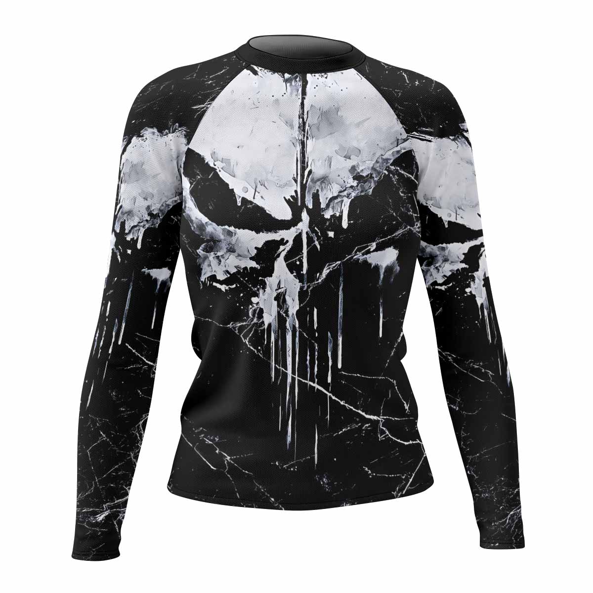 Punisher War Skull Women's Rash Guard Long Sleeve - front view mockup