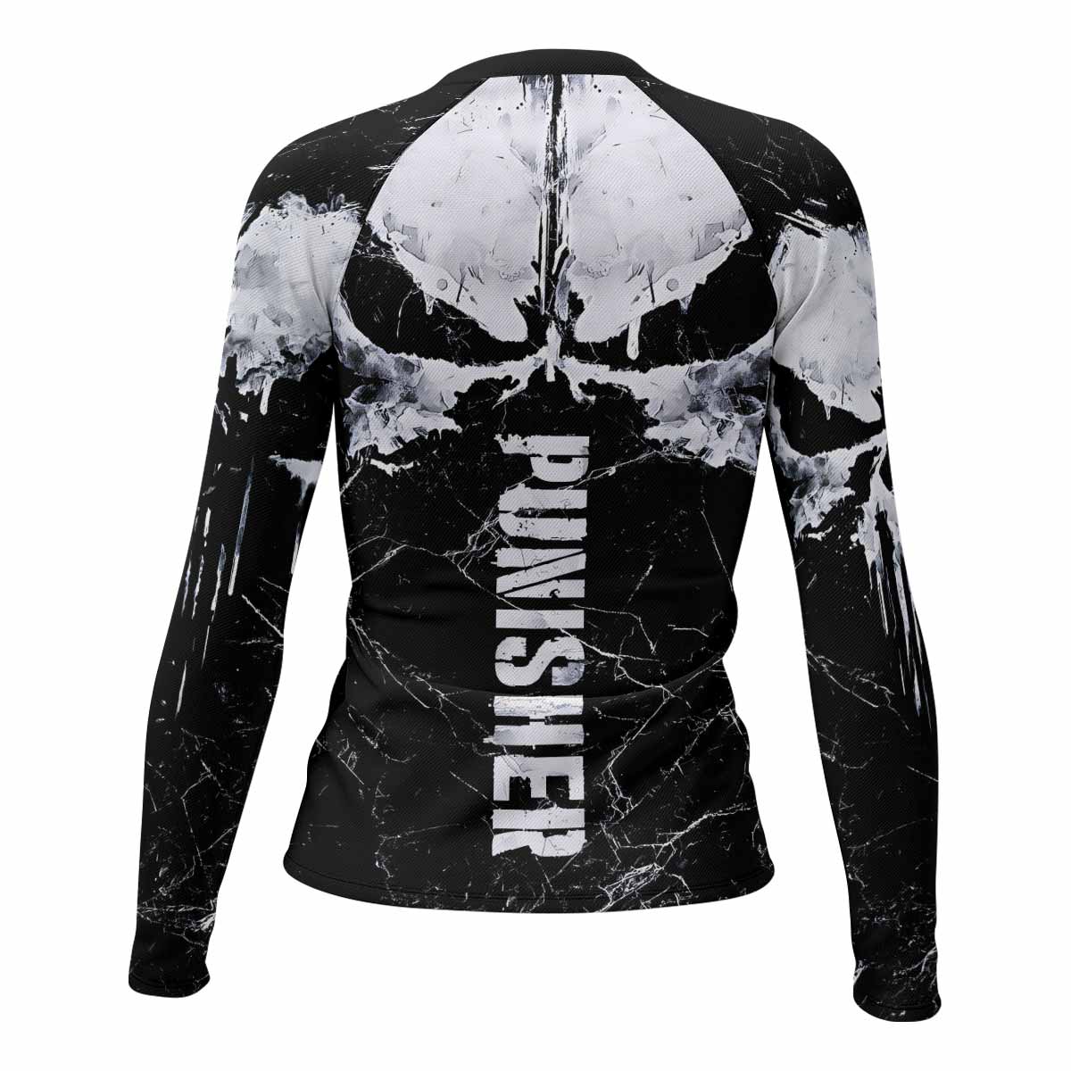 Punisher War Skull Women's Rash Guard Long Sleeve - back view mockup
