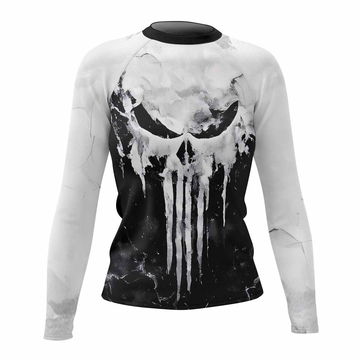 Punisher Ghost Skull Women's Rash Guard Long Sleeve - front view mockup