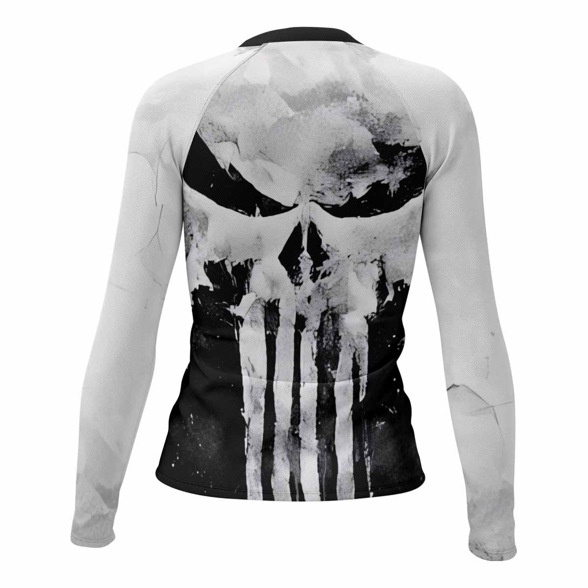 Punisher Ghost Skull Women's Rash Guard Long Sleeve - back view mockup
