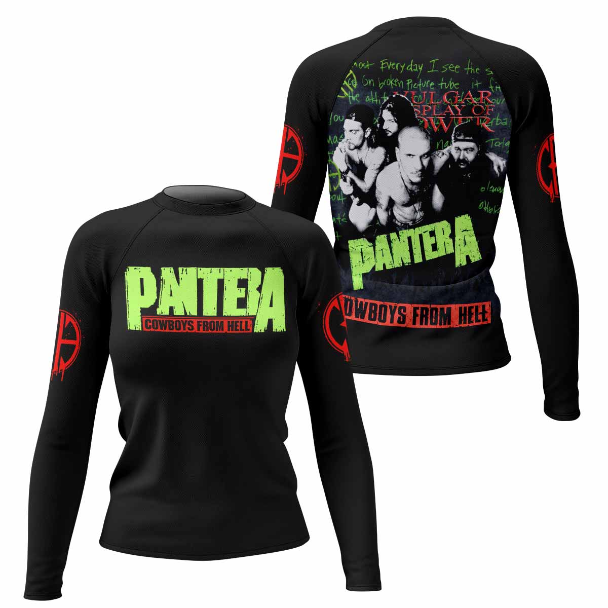 Pantera Cowboys From Hell Women's Rash Guard Long Sleeve - front and back view