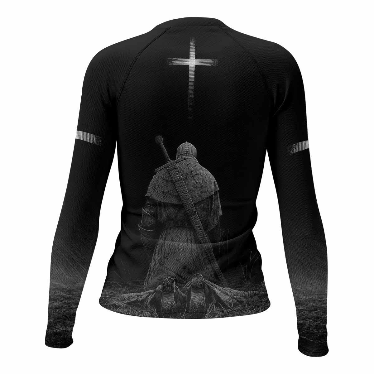 Psalms 23:4 NIV Women's Rash Guard Long Sleeve - back view mockup