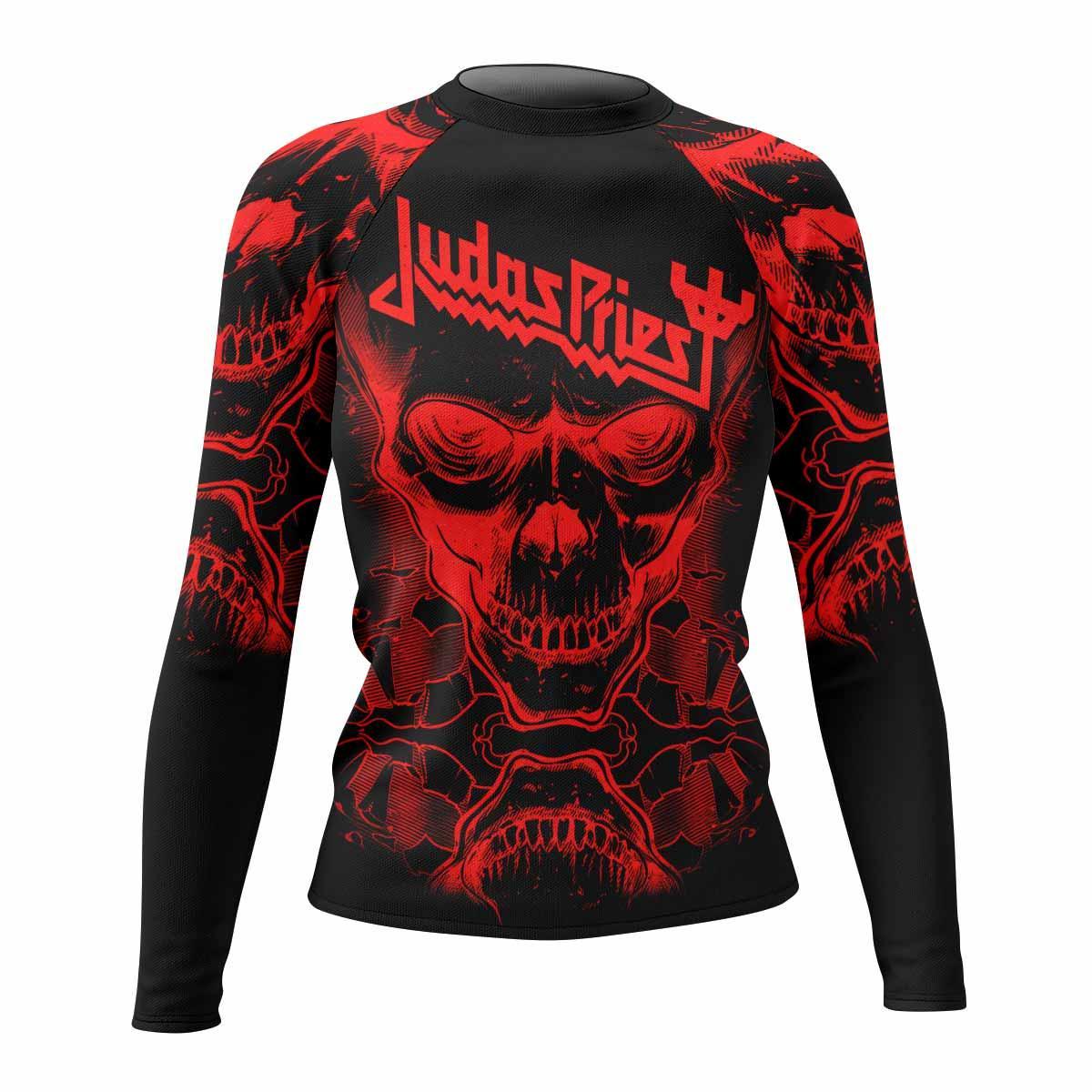 Judas Priest Skull Women's Rash Guard Long Sleeve - front view mockup