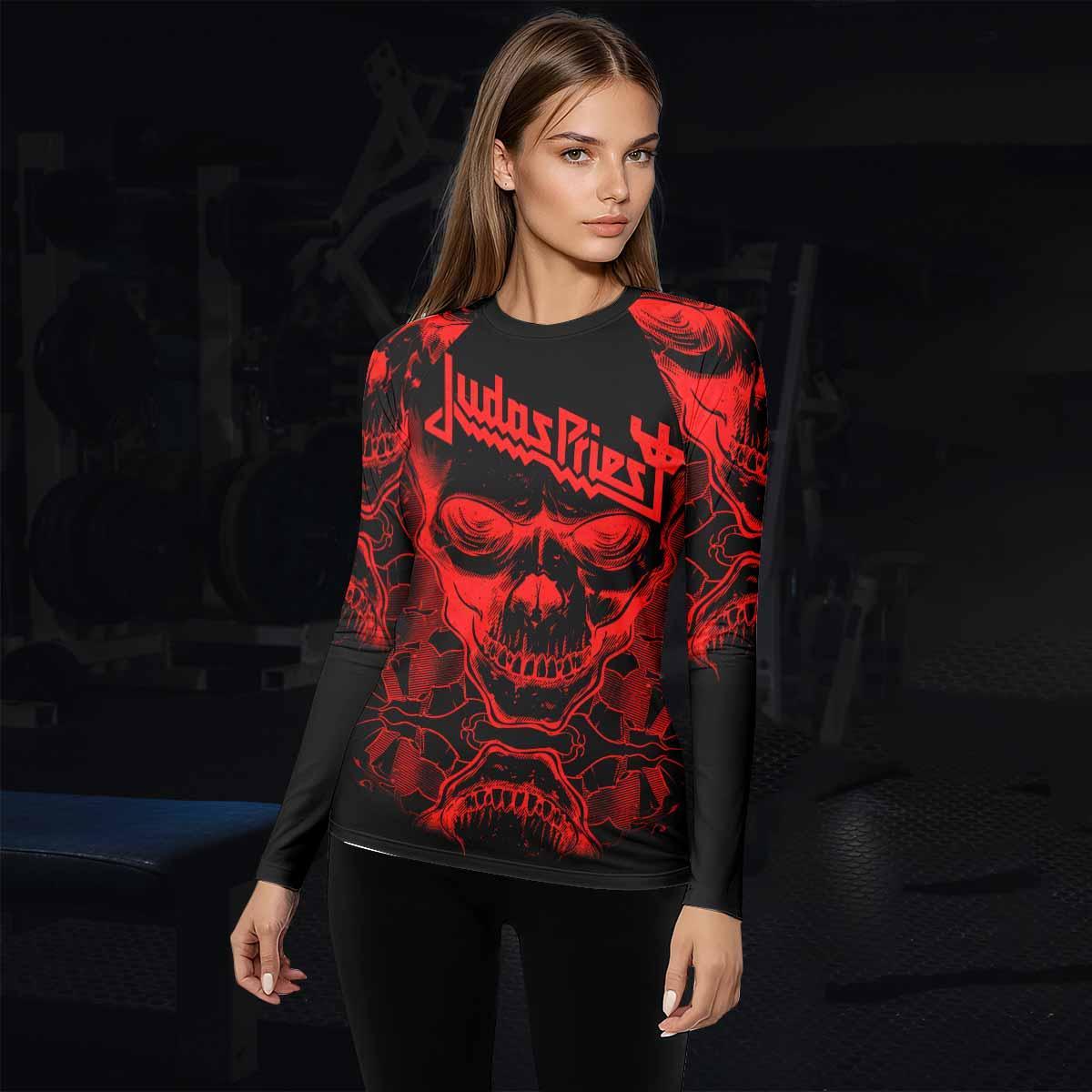 Judas Priest Skull Women's Rash Guard Long Sleeve - lifestyle view