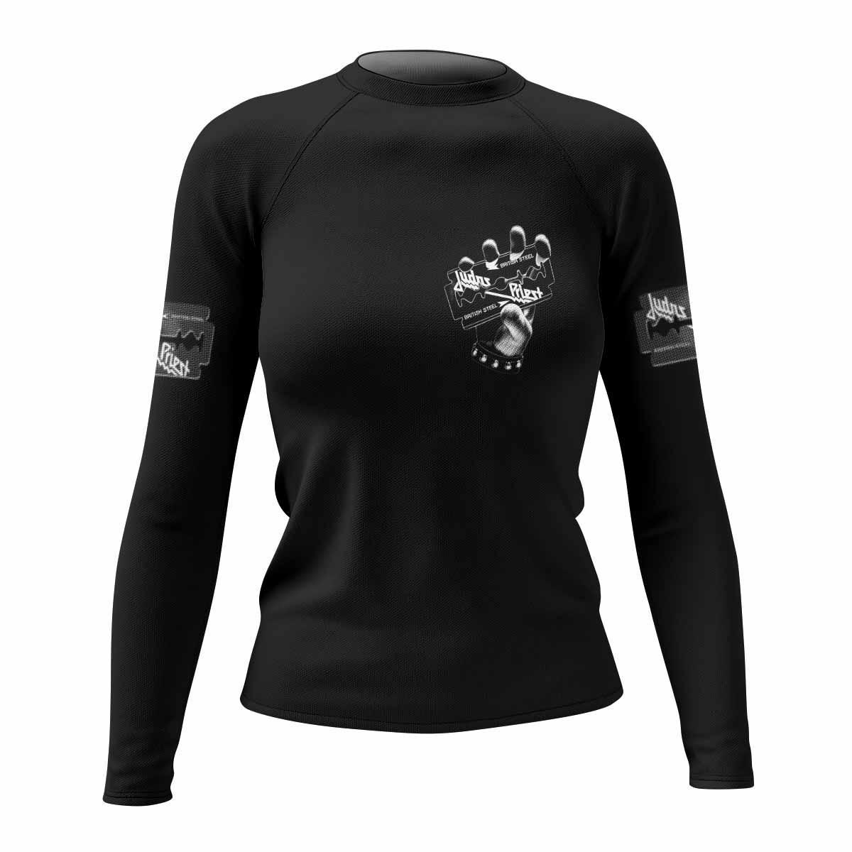 Judas Priest British Steel Women's Rash Guard Long Sleeve - front view mockup
