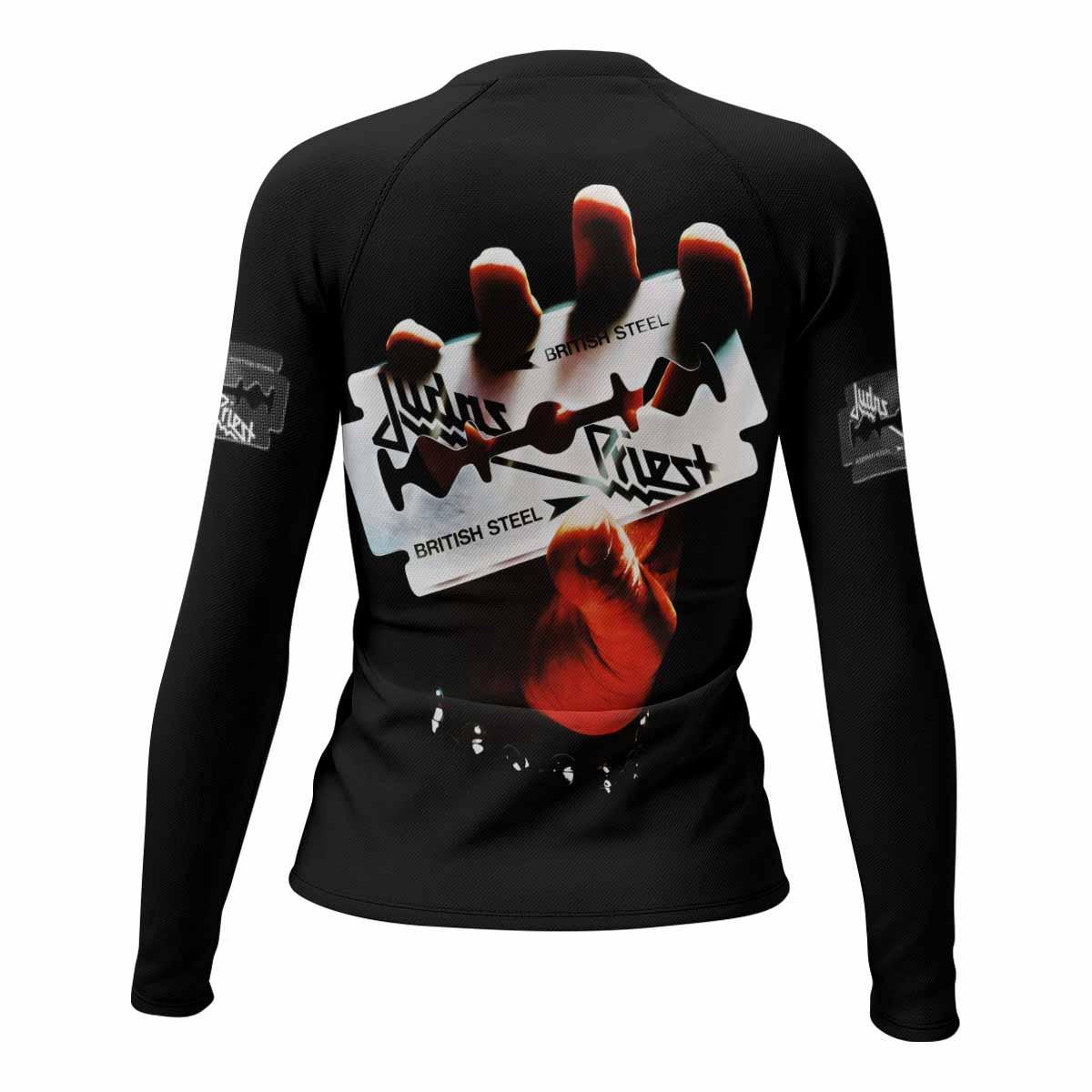 Judas Priest British Steel Women's Rash Guard Long Sleeve - back view mockup