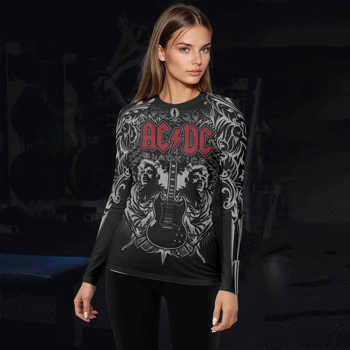 AC/DC Black Ice Women's Rash Guard Long Sleeve - lifestyle view