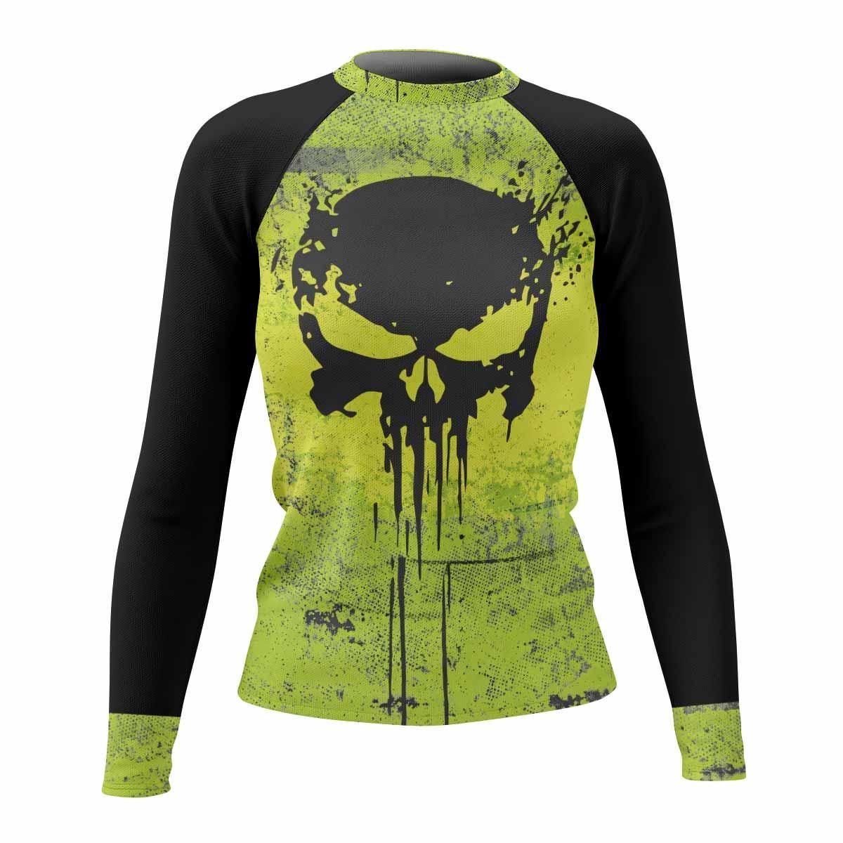 The Punisher Skull Women's Rash Guard Long Sleeve - front view mockup