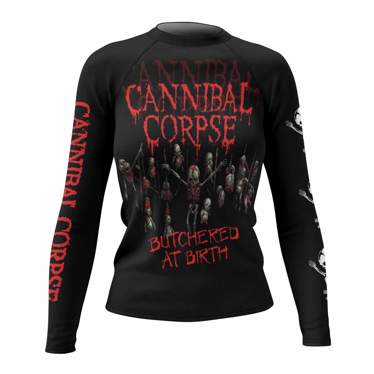 Cannibal Corpse Butchered at Birth Women's Rash Guard Long Sleeve - front view mockup