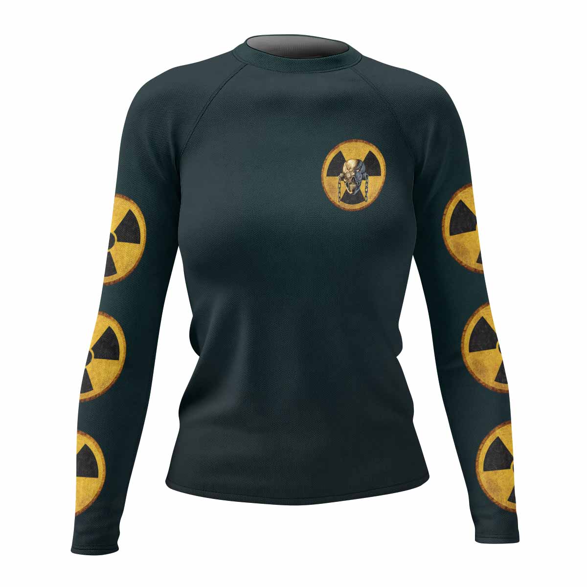 Megadeth Nuclear Skull Women's Rash Guard Long Sleeve - front view mockup