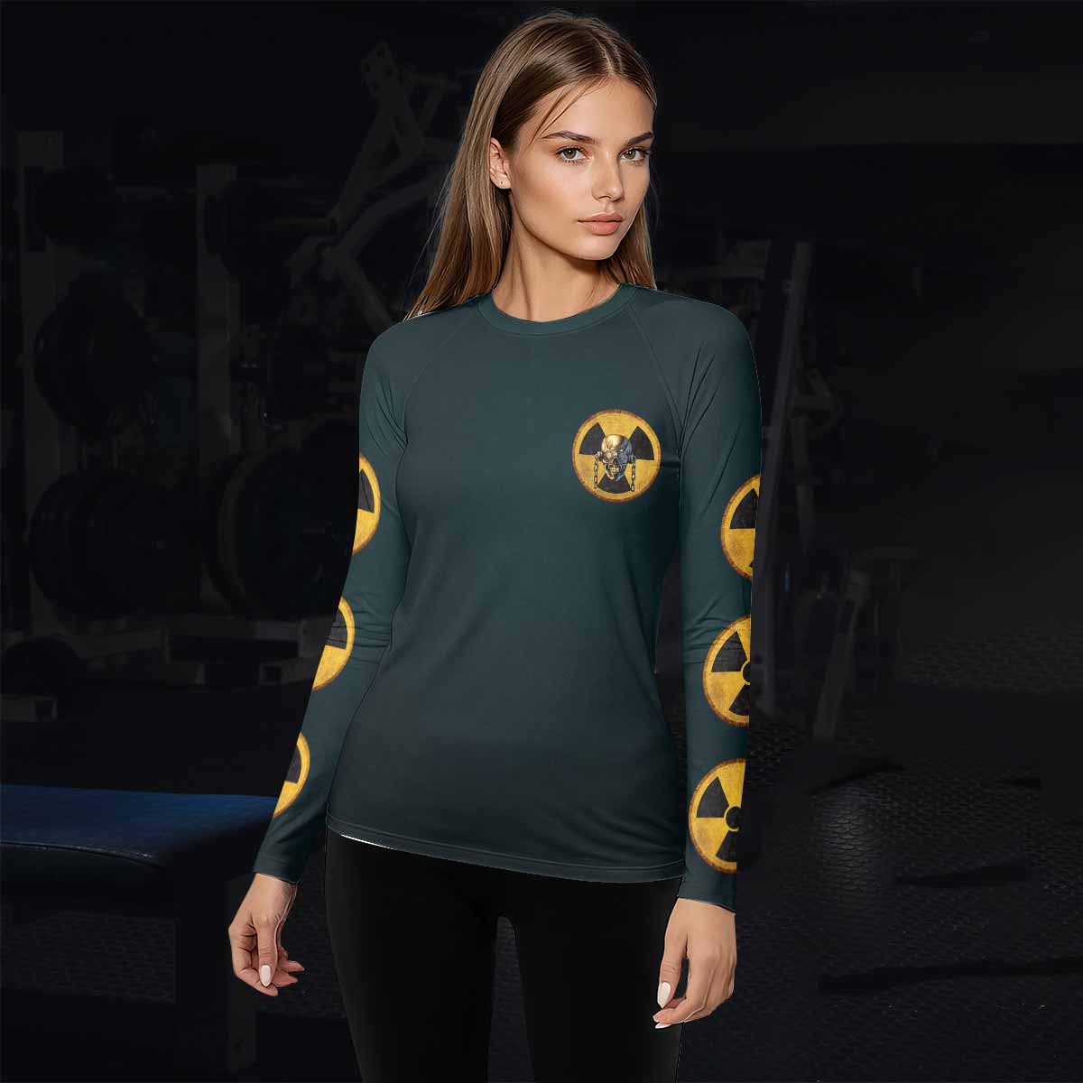 Megadeth Nuclear Skull Women's Rash Guard Long Sleeve - lifestyle view