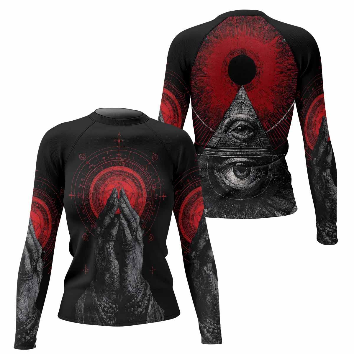All Seeing Eye Women's Rash Guard Long Sleeve - front and back view