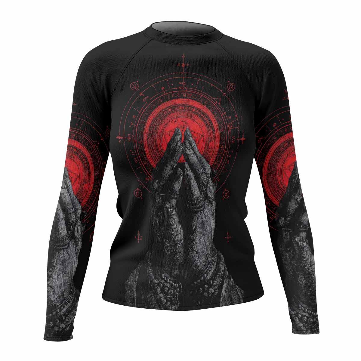 All Seeing Eye Women's Rash Guard Long Sleeve - front view mockup