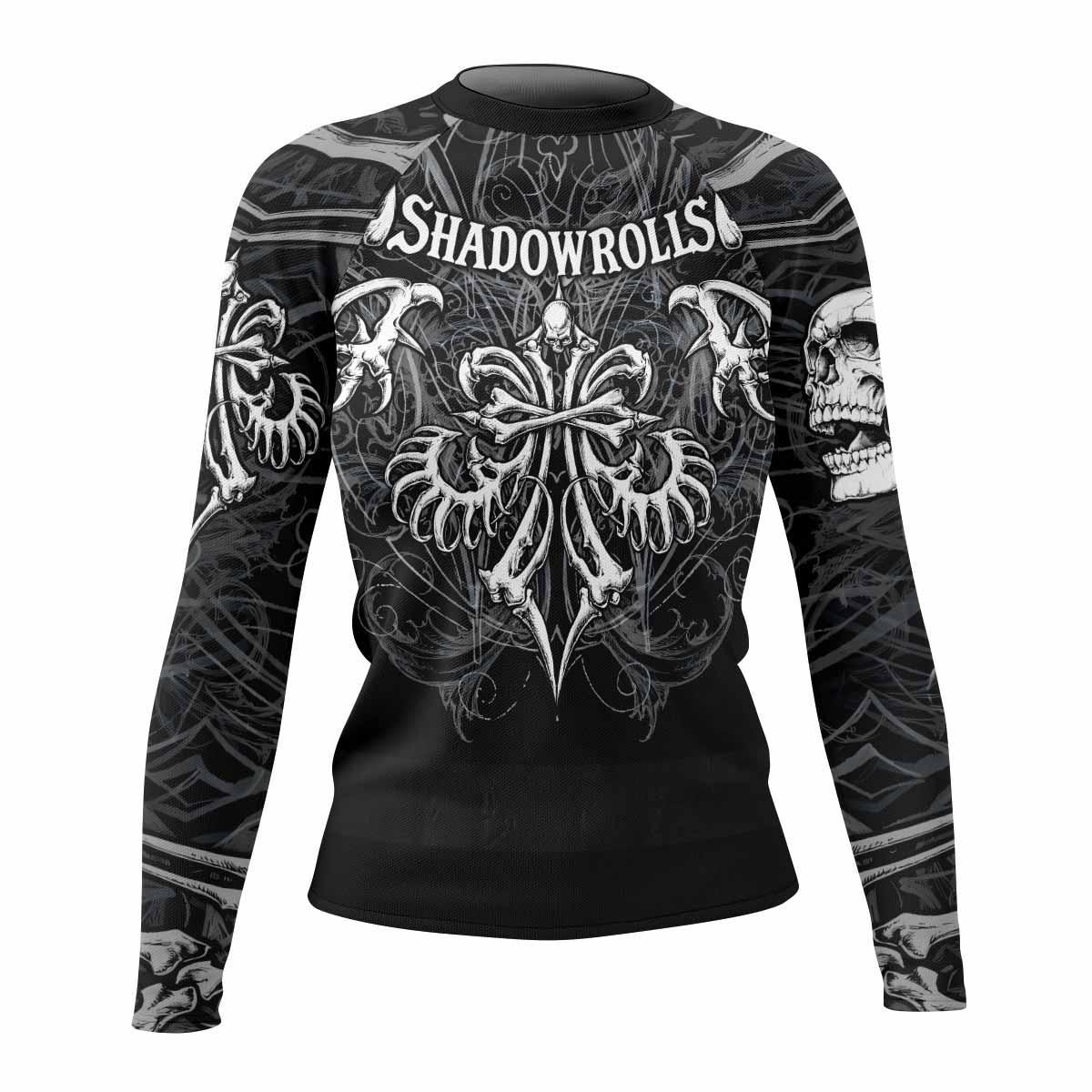 Shadowrolls Skull Cross Women's Rash Guard Long Sleeve - front view mockup