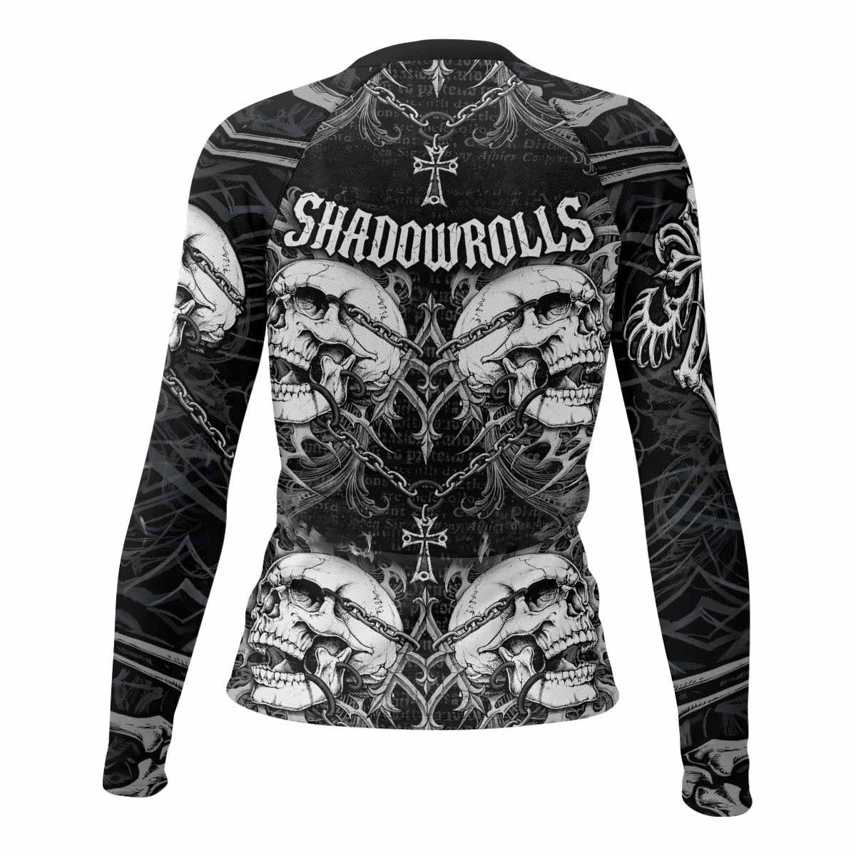 Shadowrolls Skull Cross Women's Rash Guard Long Sleeve - back view mockup