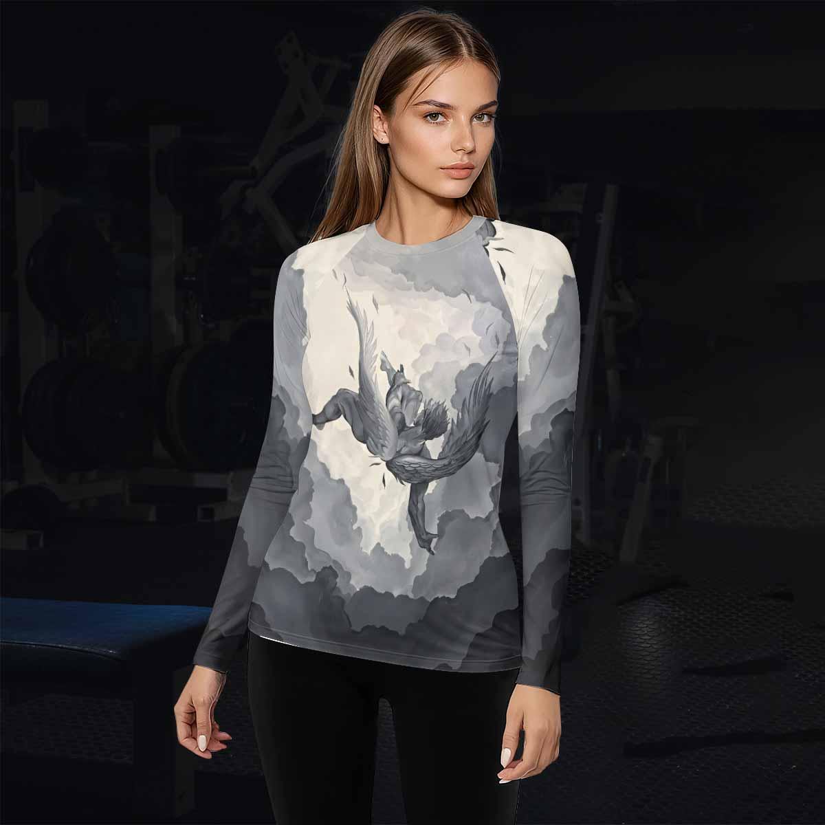 Icarus Too Close To The Sun Women's Rash Guard Long Sleeve - lifestyle view