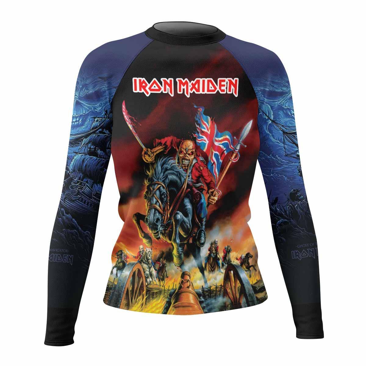 Iron Maiden England Flag Women's Rash Guard Long Sleeve - front view mockup