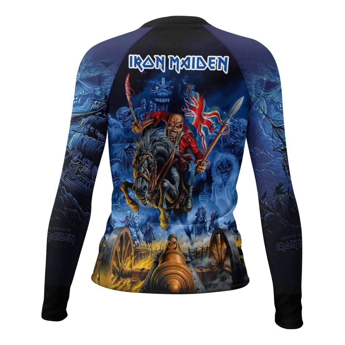 Iron Maiden England Flag Women's Rash Guard Long Sleeve - back view mockup