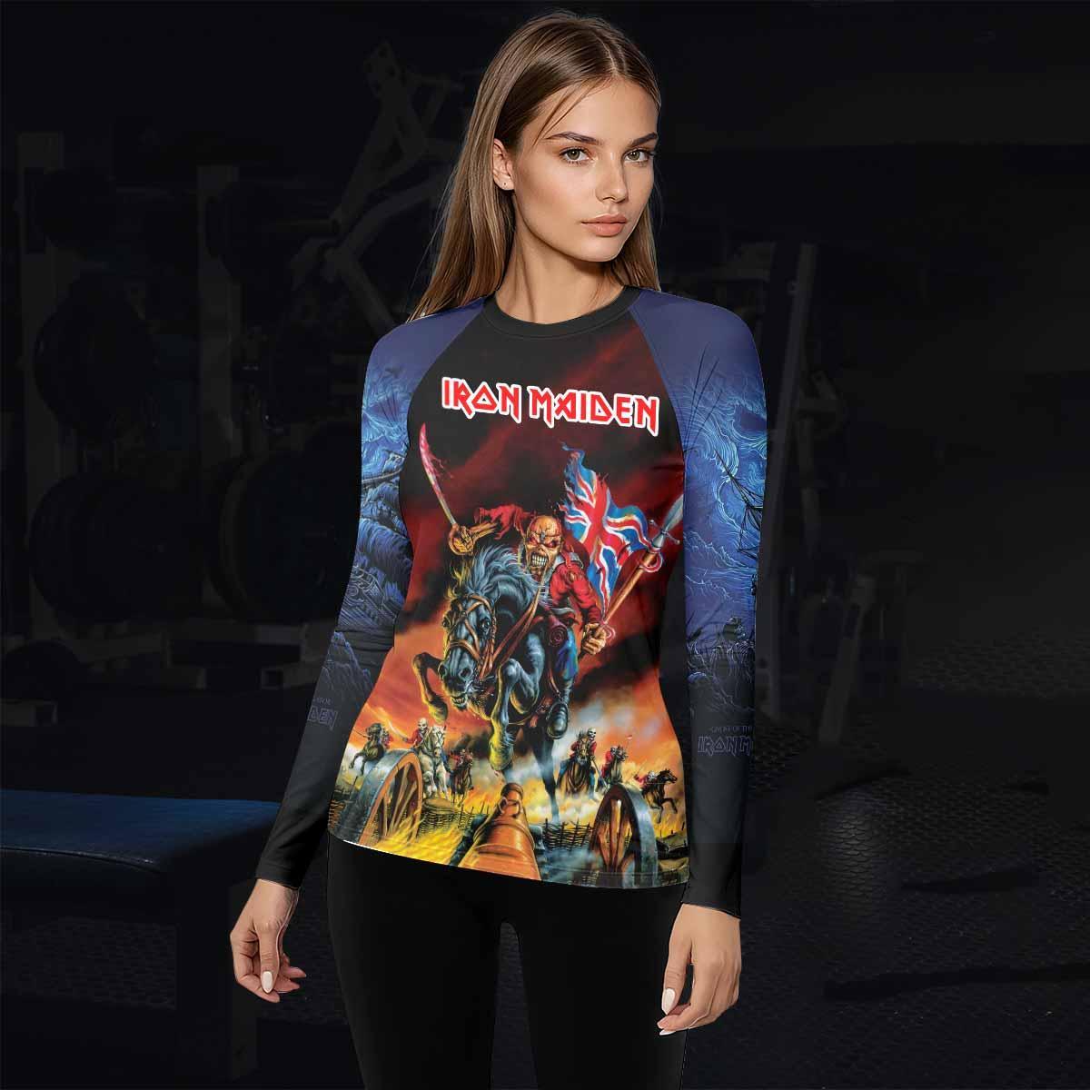 Iron Maiden England Flag Women's Rash Guard Long Sleeve - lifestyle view