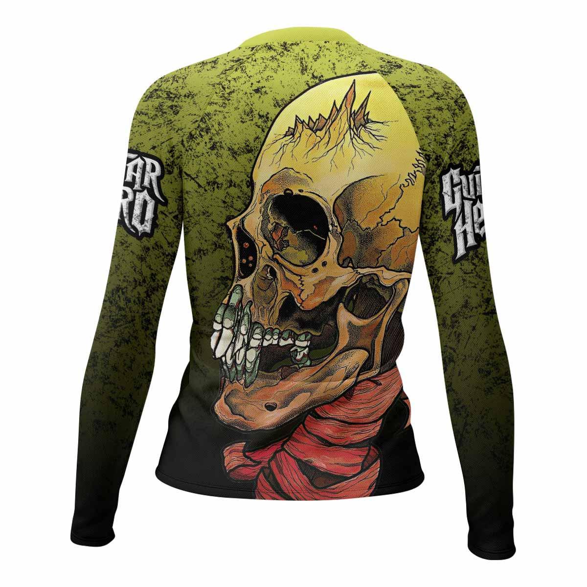 Guitar Hero Skull Women's Rash Guard Long Sleeve - back view mockup