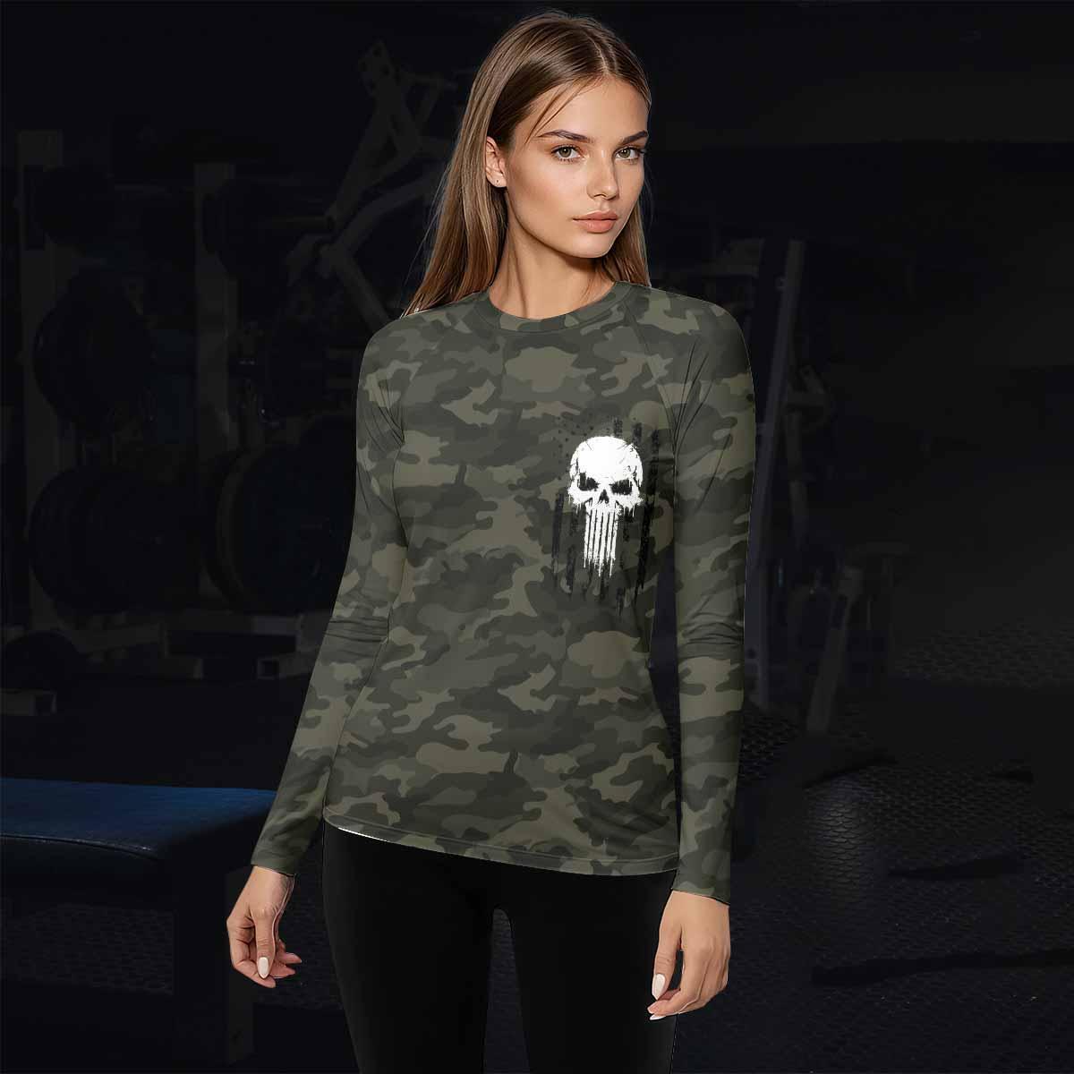 The Punisher Skull We The People Women's Rash Guard Long Sleeve - lifestyle view