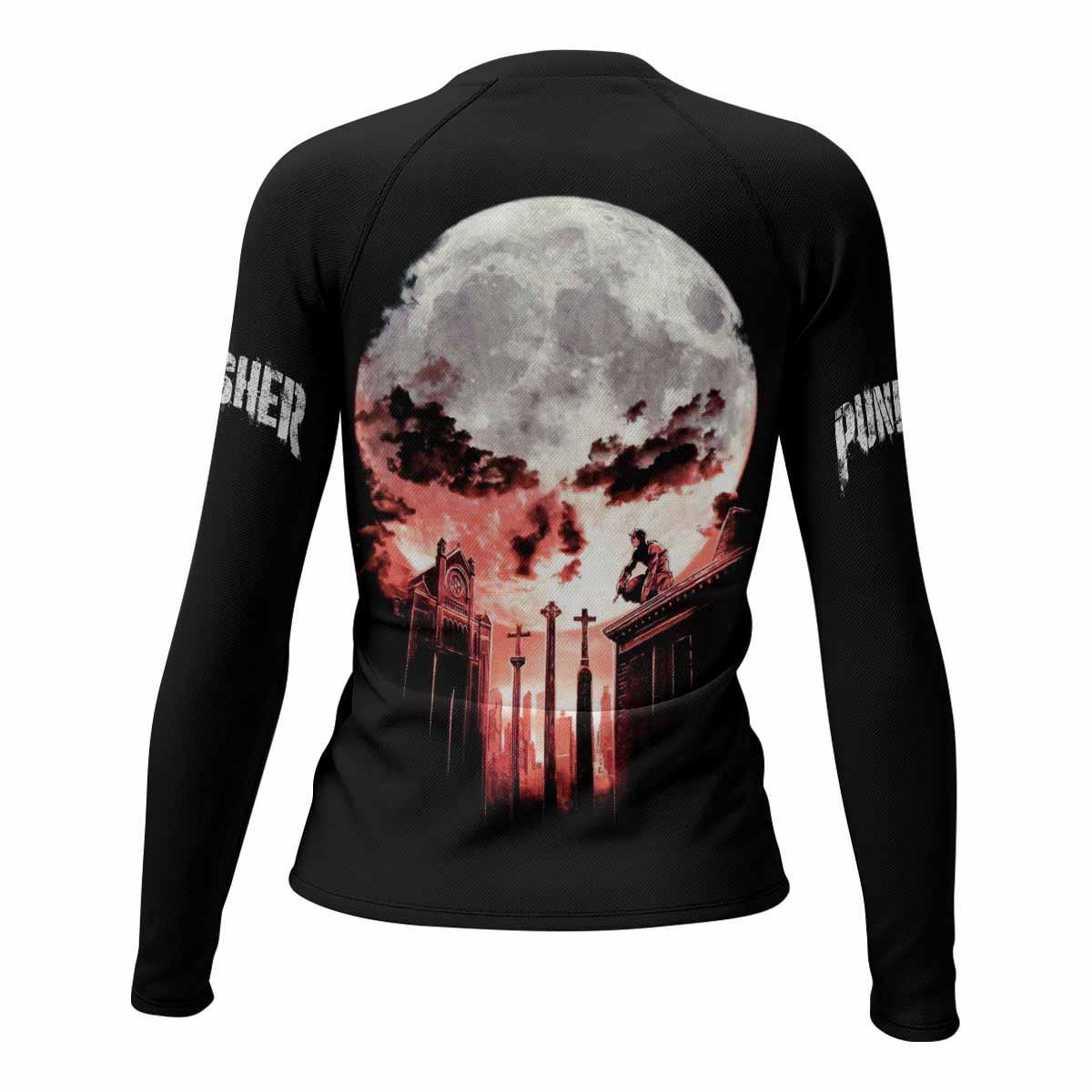 The Punisher Skull Frank Castle Women's Rash Guard Long Sleeve - back view mockup