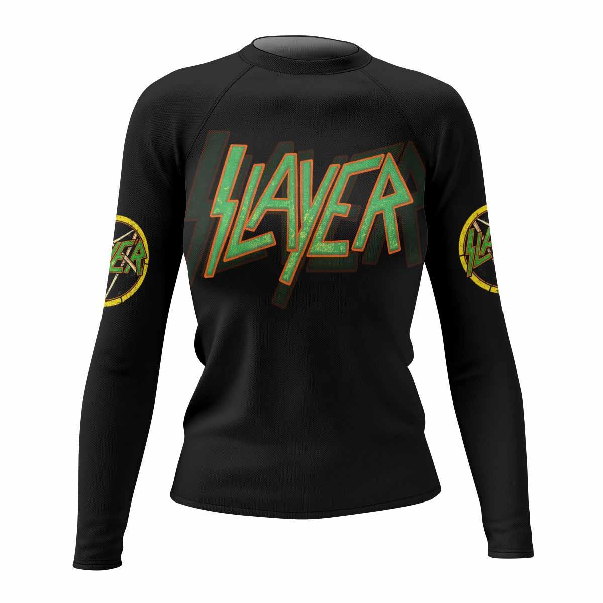 Slayer Hellfire Demon Women's Rash Guard Long Sleeve - front view mockup