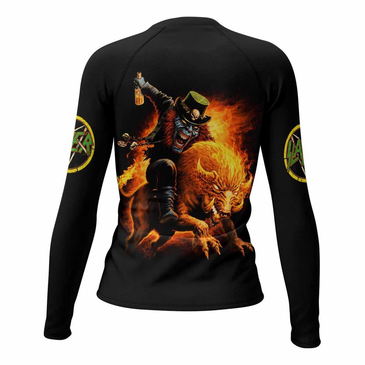 Slayer Hellfire Demon Women's Rash Guard Long Sleeve - back view mockup
