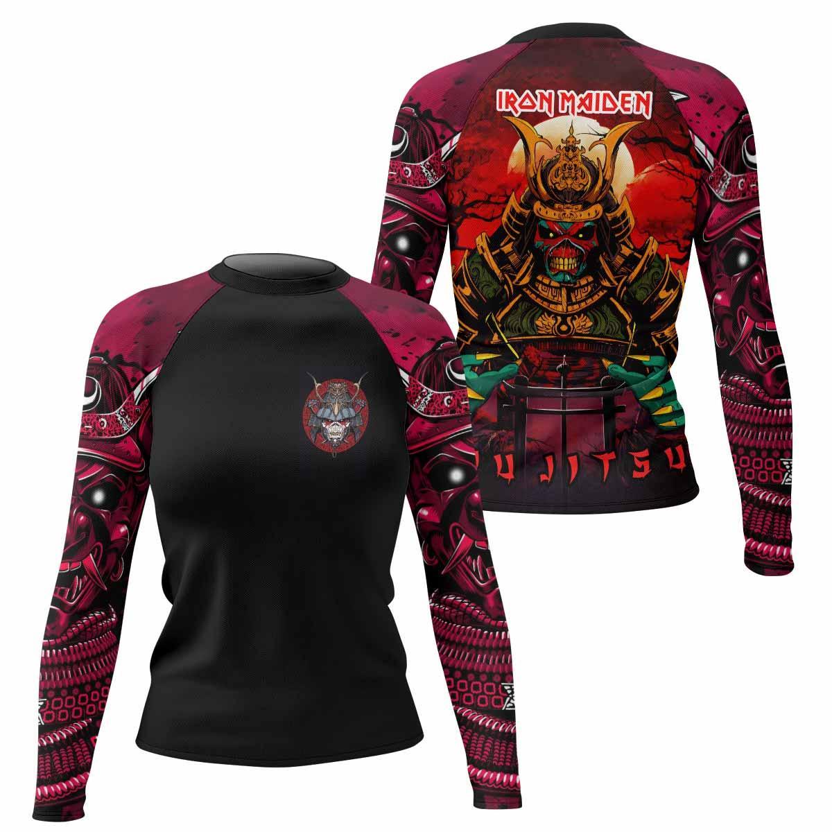 Iron Maiden Samurai Jiu-Jitsu Women's Rash Guard Long Sleeve - front and back view