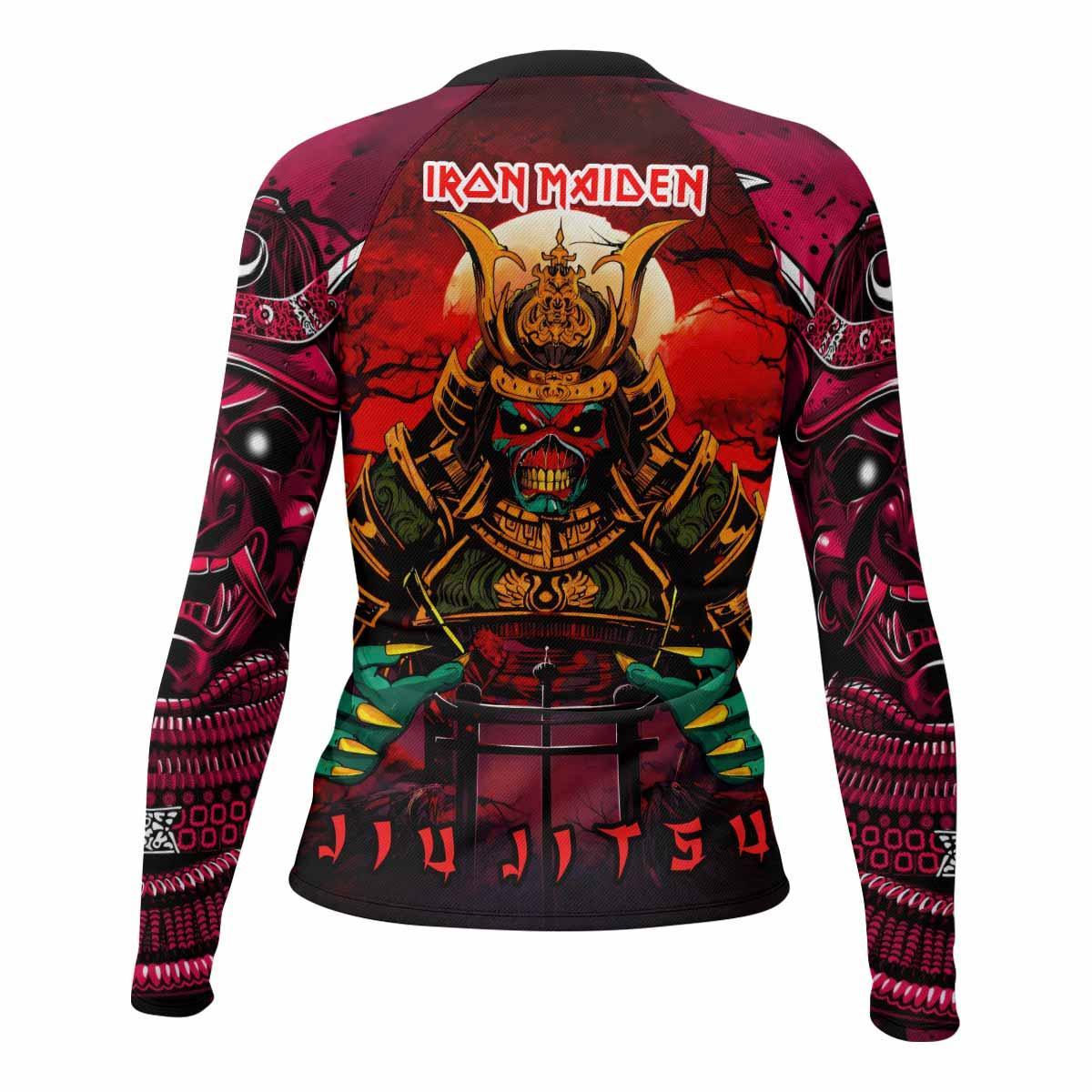 Iron Maiden Samurai Jiu-Jitsu Women's Rash Guard Long Sleeve - back view mockup