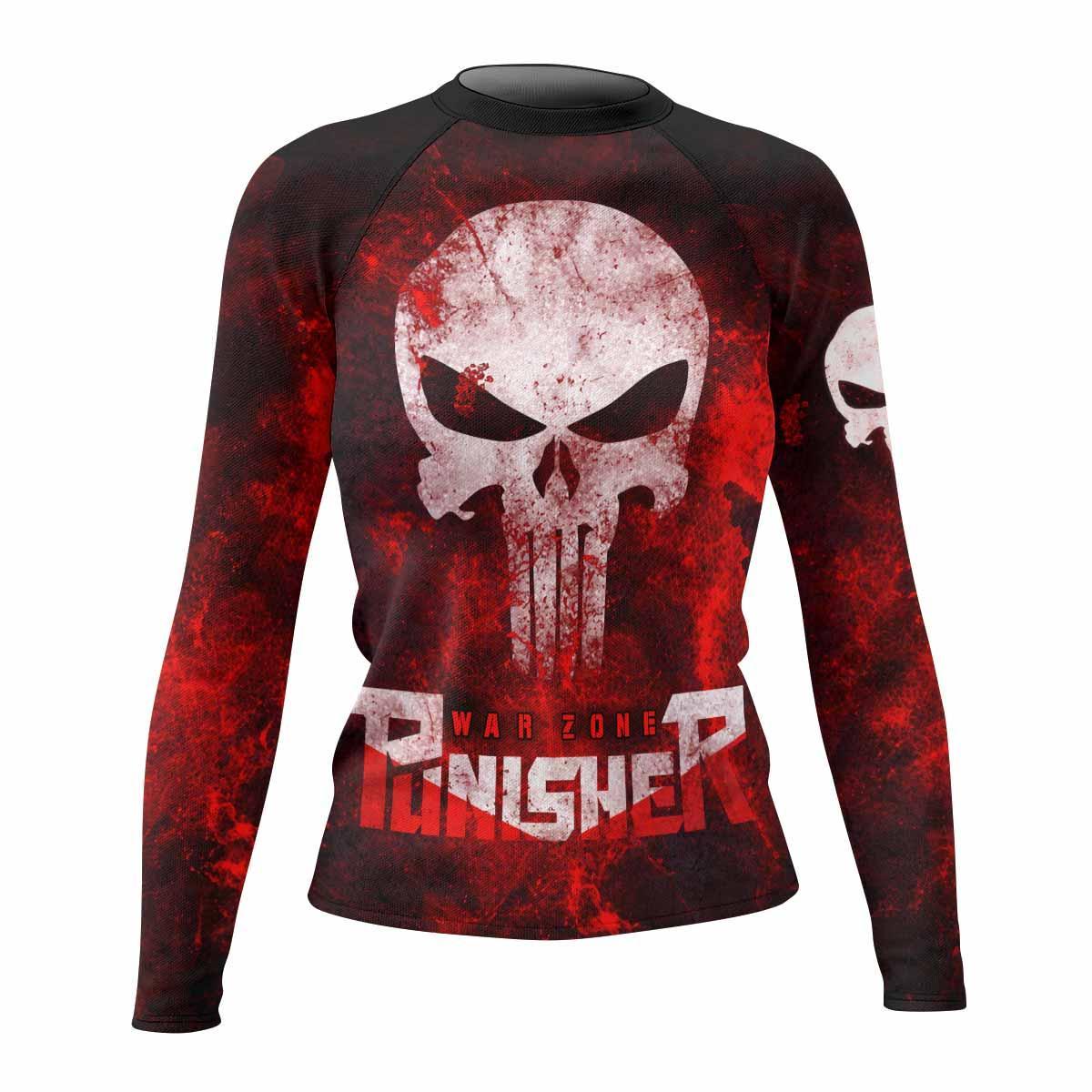 Punisher War Zone Women's Rash Guard Long Sleeve - front view mockup
