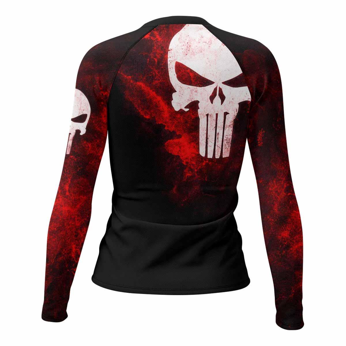 Punisher War Zone Women's Rash Guard Long Sleeve - back view mockup