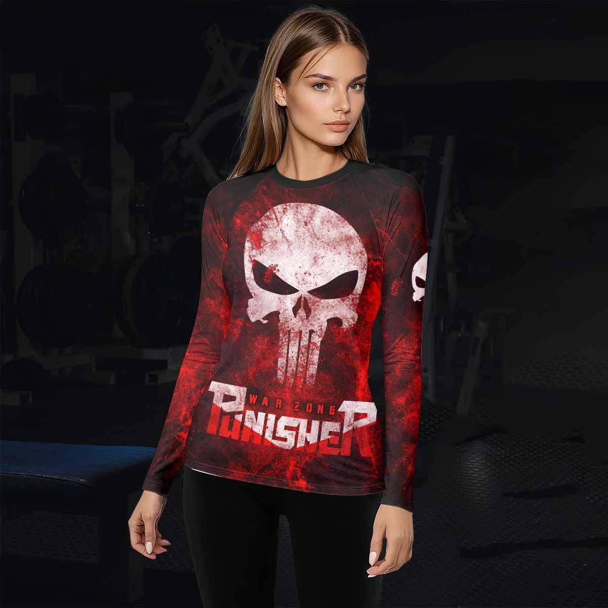 Punisher War Zone Women's Rash Guard Long Sleeve - lifestyle view