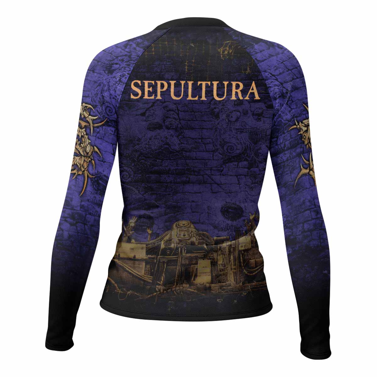 Sepultura Chaos A.D 90s Women's Rash Guard Long Sleeve - back view mockup