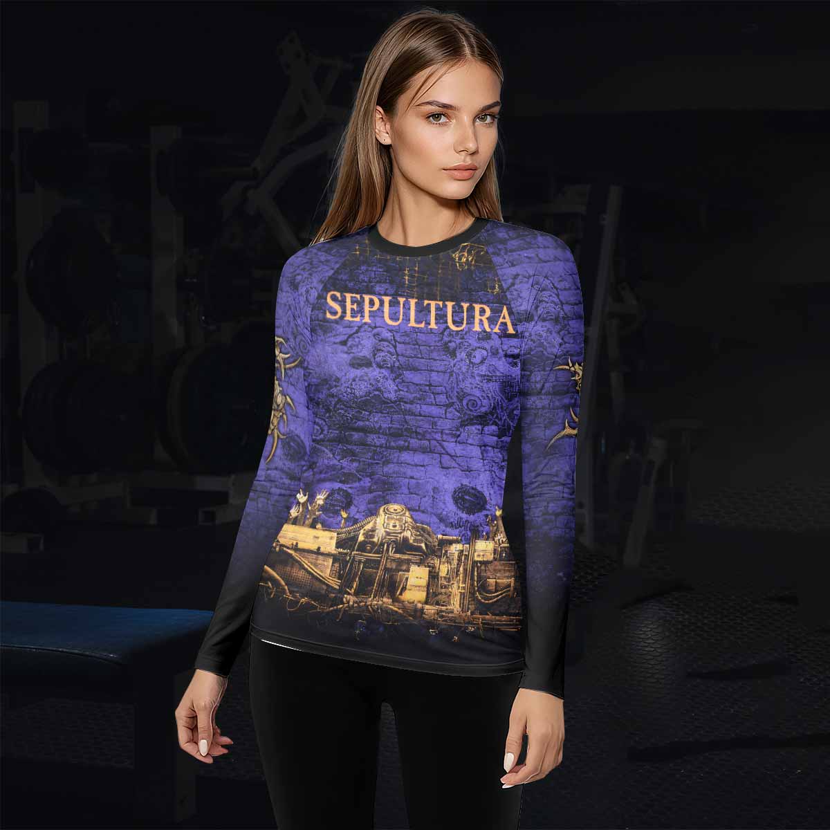 Sepultura Chaos A.D 90s Women's Rash Guard Long Sleeve - lifestyle view