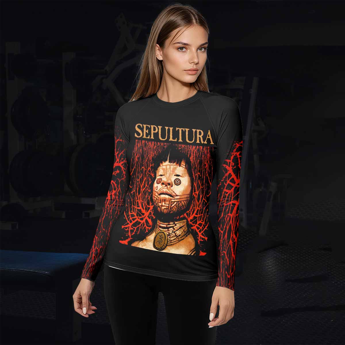 Sepultura Roots Women's Rash Guard Long Sleeve - lifestyle view