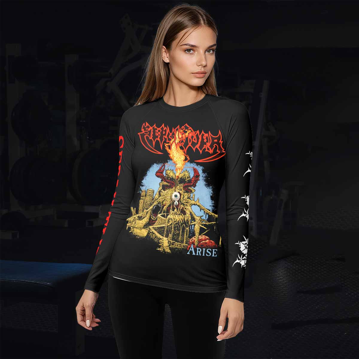 Sepultura Arise Women's Rash Guard Long Sleeve - lifestyle view