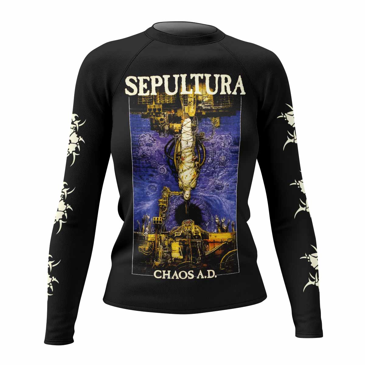 Sepultura Chaos A.D Women's Rash Guard Long Sleeve - front view mockup