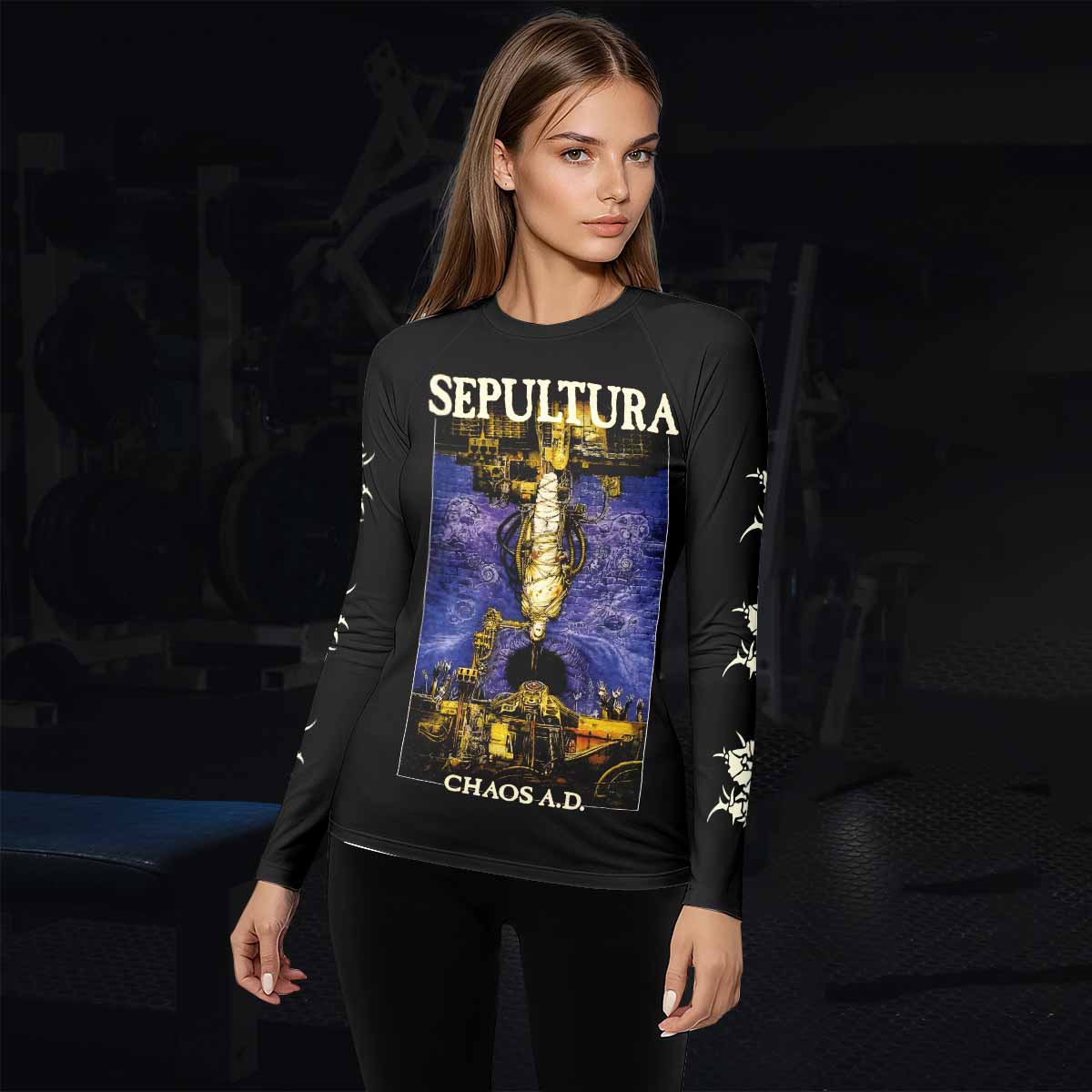 Sepultura Chaos A.D Women's Rash Guard Long Sleeve - lifestyle view
