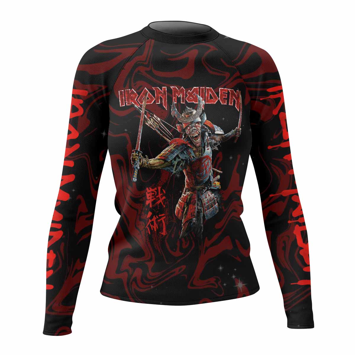 Iron Maiden Senjutsu Samurai Eddie Women's Rash Guard Long Sleeve - front view mockup