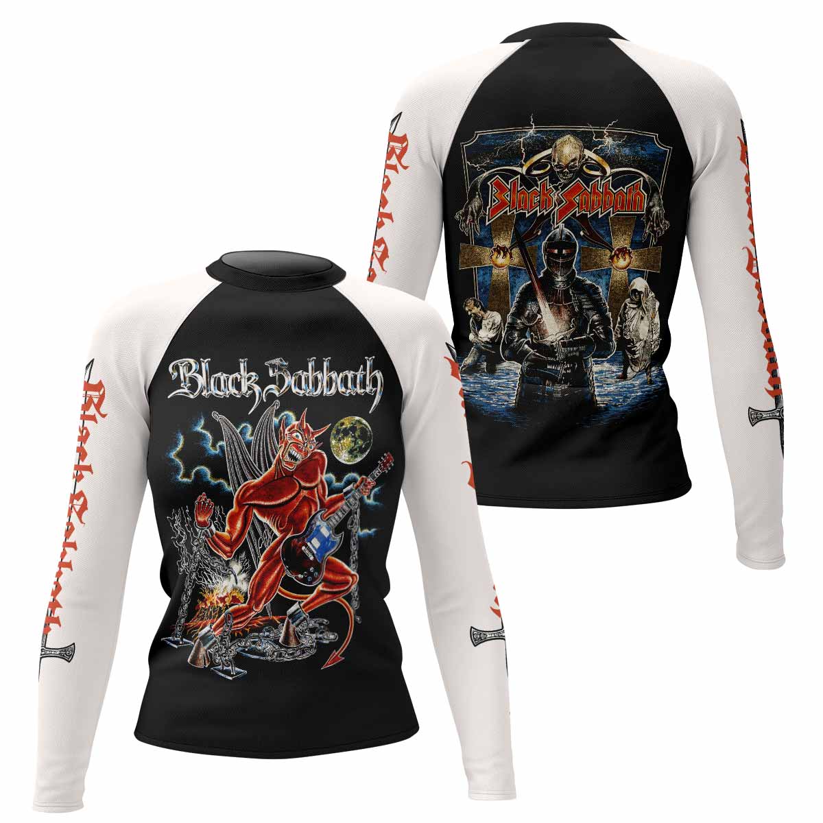 Black Sabbath Live Evil Women's Rash Guard Long Sleeve - front and back view