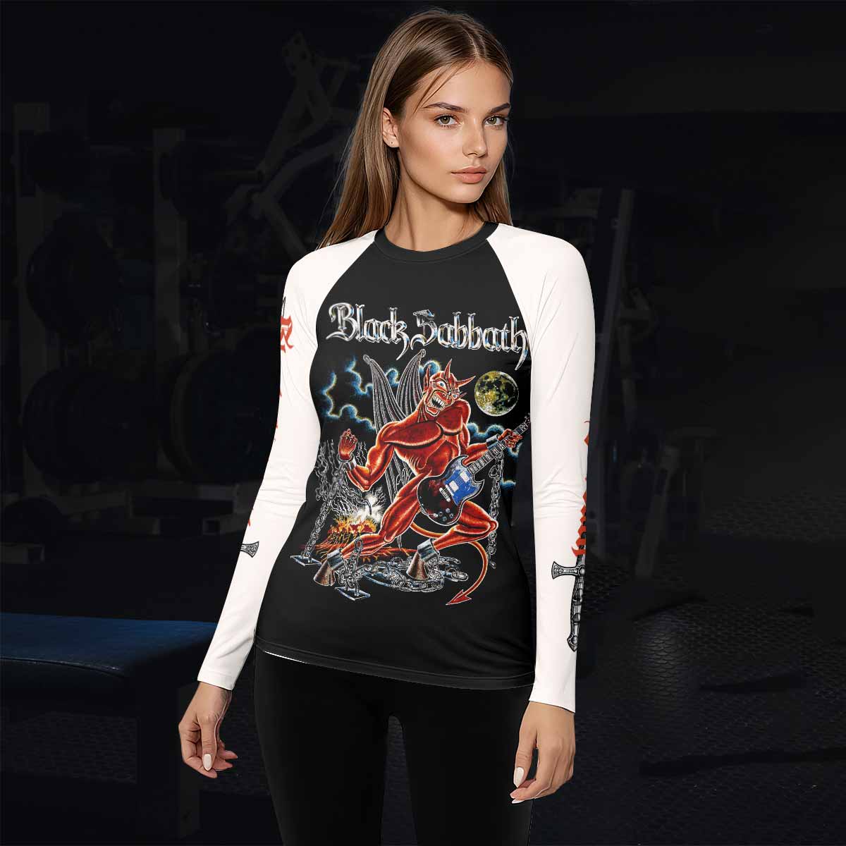 Black Sabbath Live Evil Women's Rash Guard Long Sleeve - lifestyle view