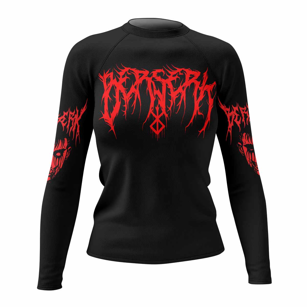 Berserk Metal Skull Knight Women's Rash Guard Long Sleeve - front view mockup