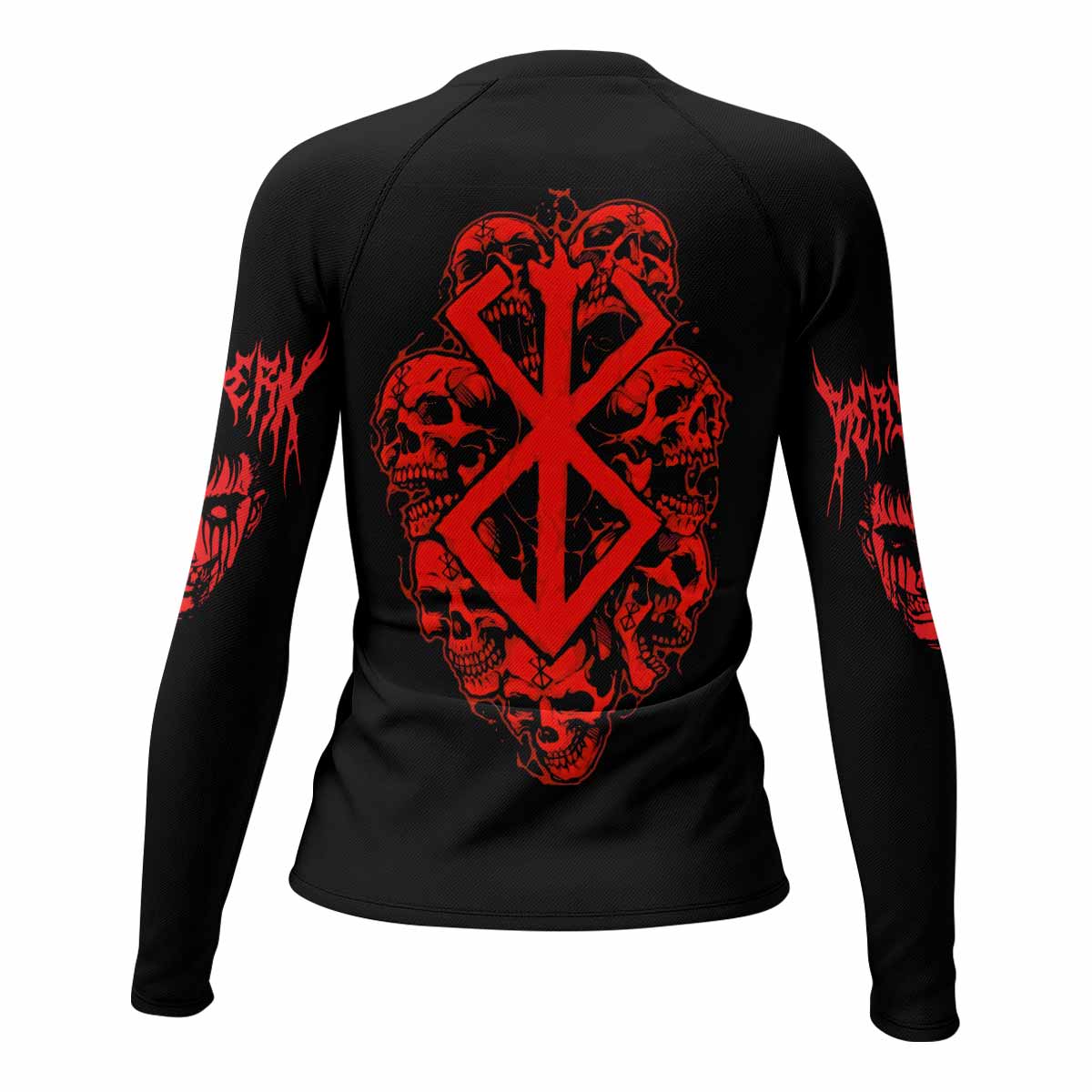 Berserk Metal Skull Knight Women's Rash Guard Long Sleeve - back view mockup