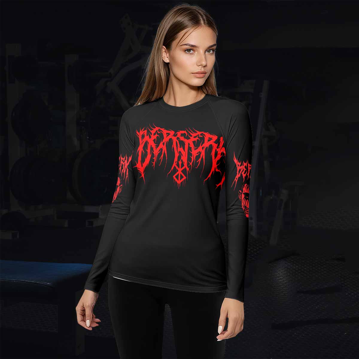 Berserk Metal Skull Knight Women's Rash Guard Long Sleeve - lifestyle view