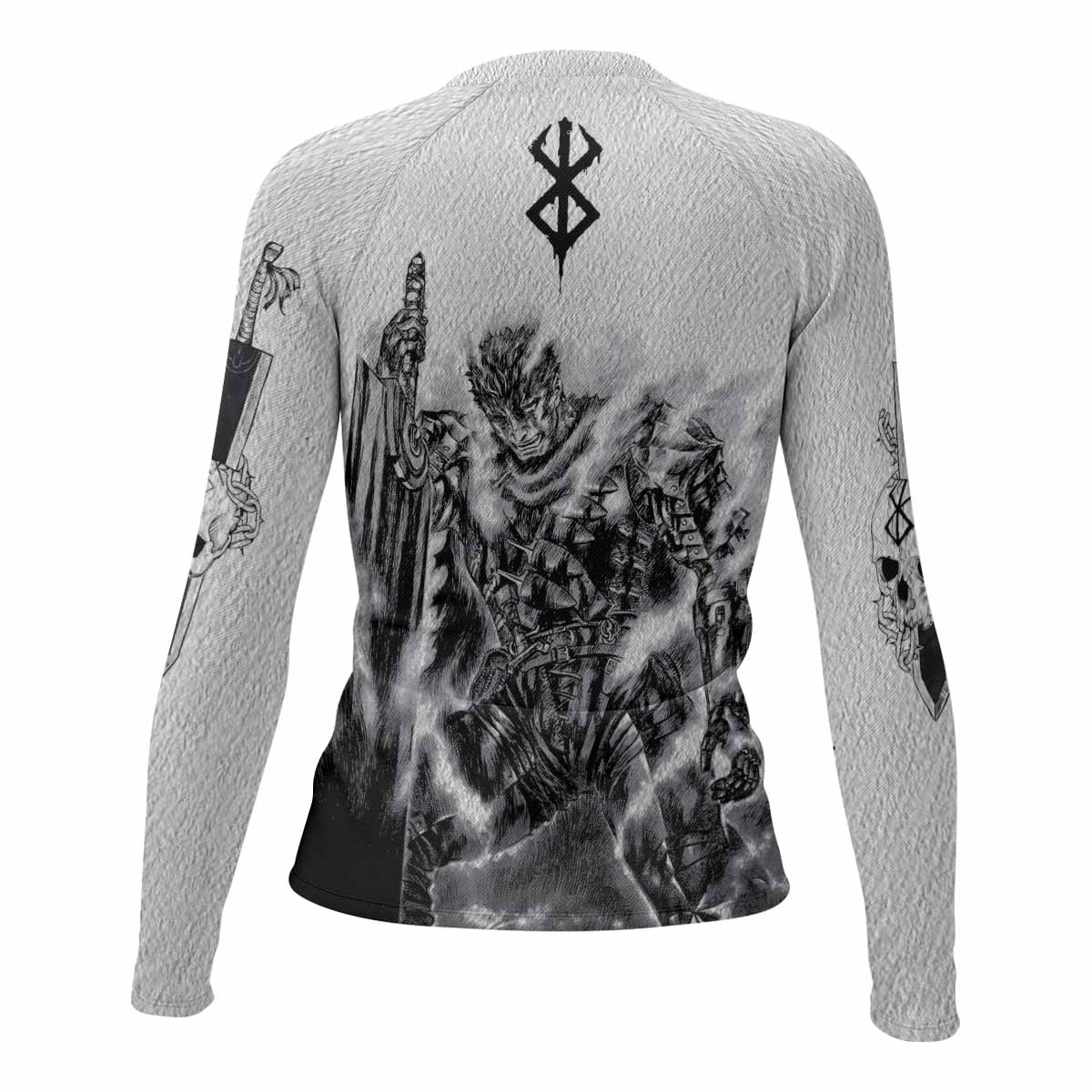 Berserk Metal Guts Women's Rash Guard Long Sleeve - back view mockup