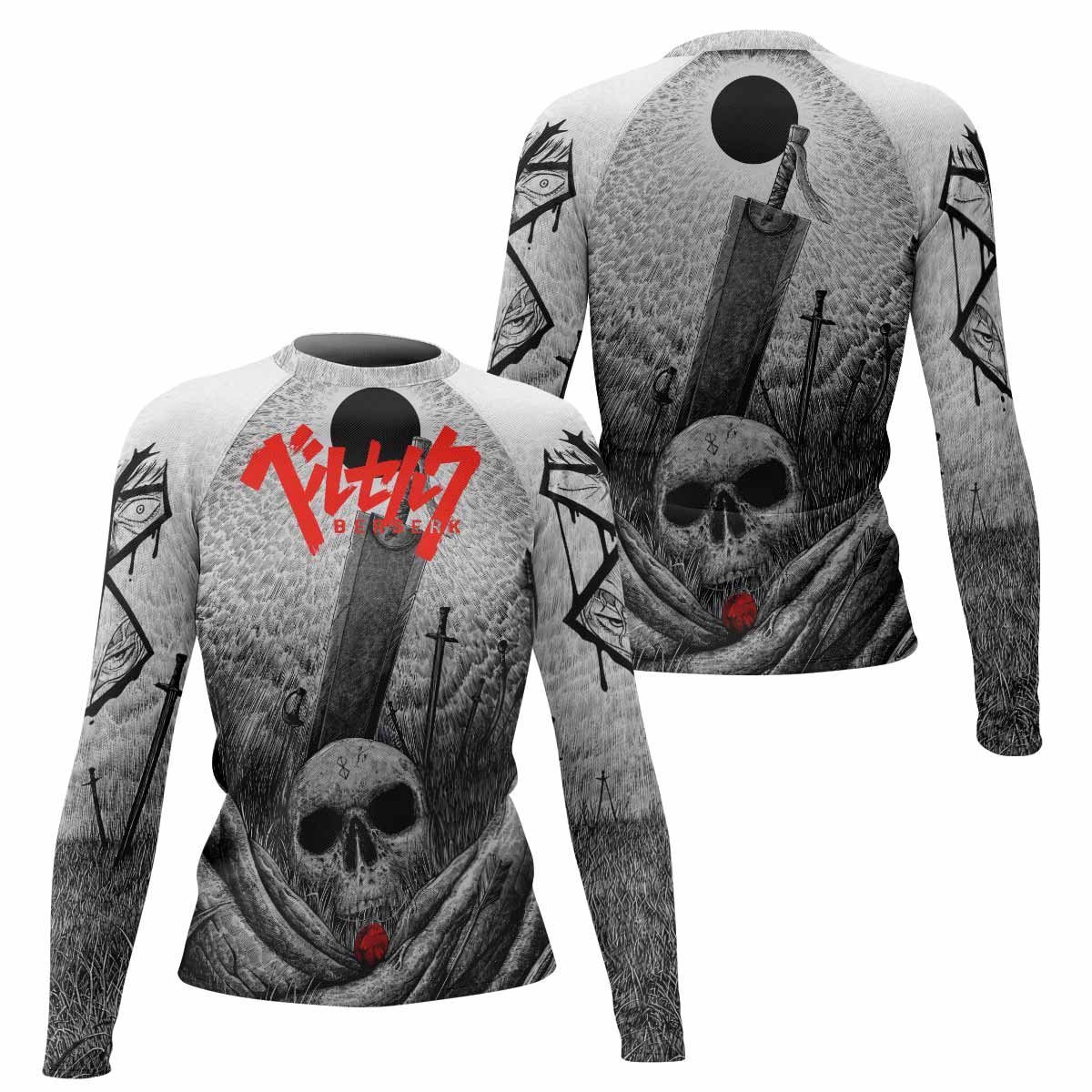 Berserk Eclipse Women's Rash Guard Long Sleeve - front and back view