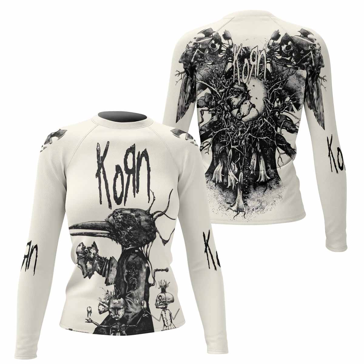 Korn Eye Of Heart Women's Rash Guard Long Sleeve - front and back view